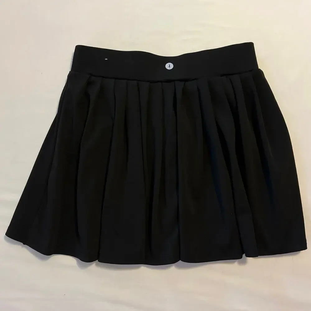 Indero Black Tennis Skort Womens Size L Pleated Feminine Pickleball Stretch Mini